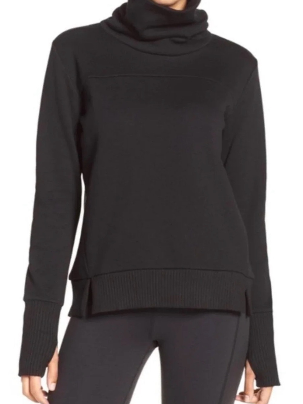 ALO Yoga Black Funnel Neck Pullover Sweater